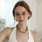 Brincos de Declaração com Malaquita Oval em Ouro 18k