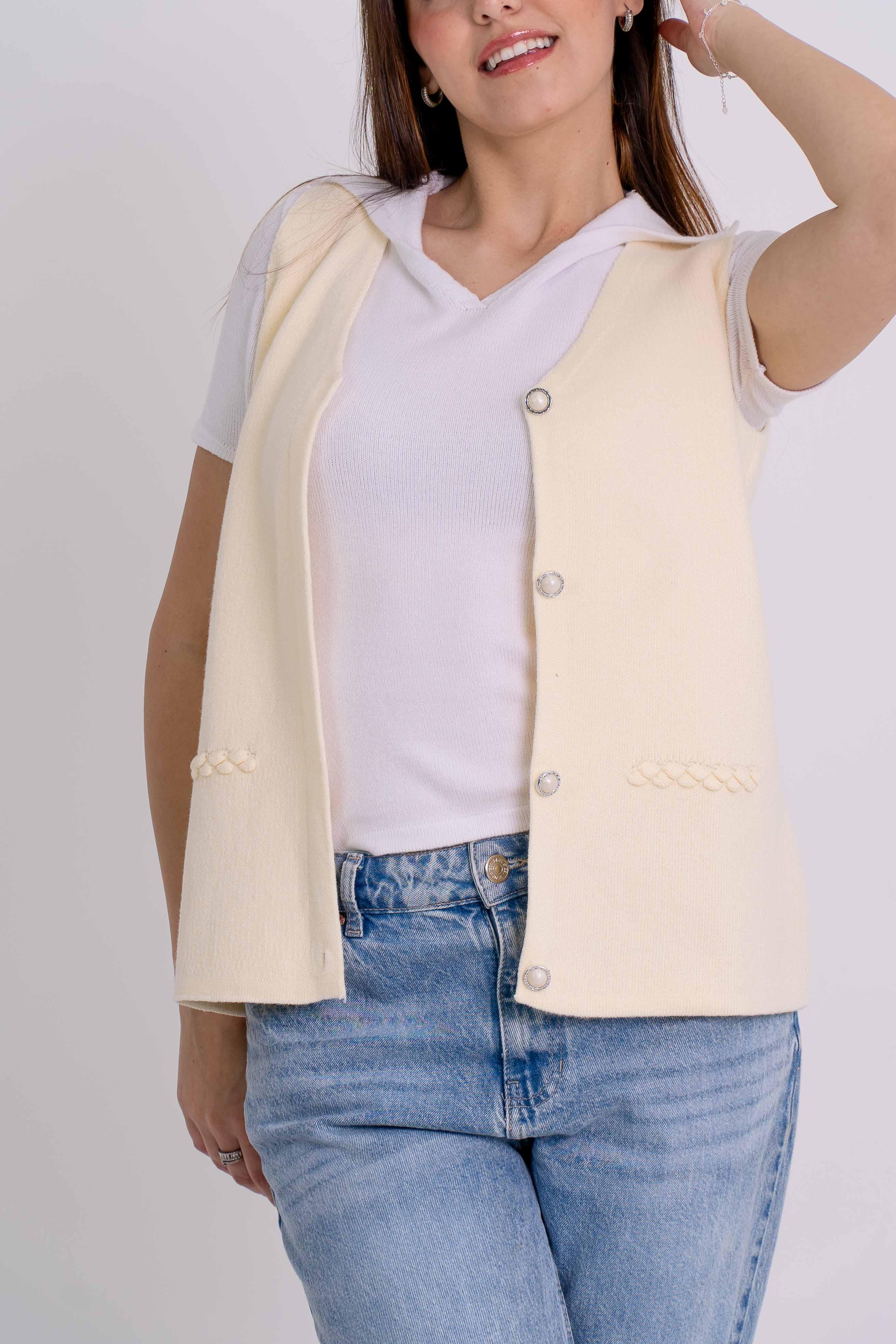 Colete Detalhes Tranças Botões