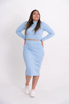 Conjunto Modal Saia Mid e Cropped Canelado