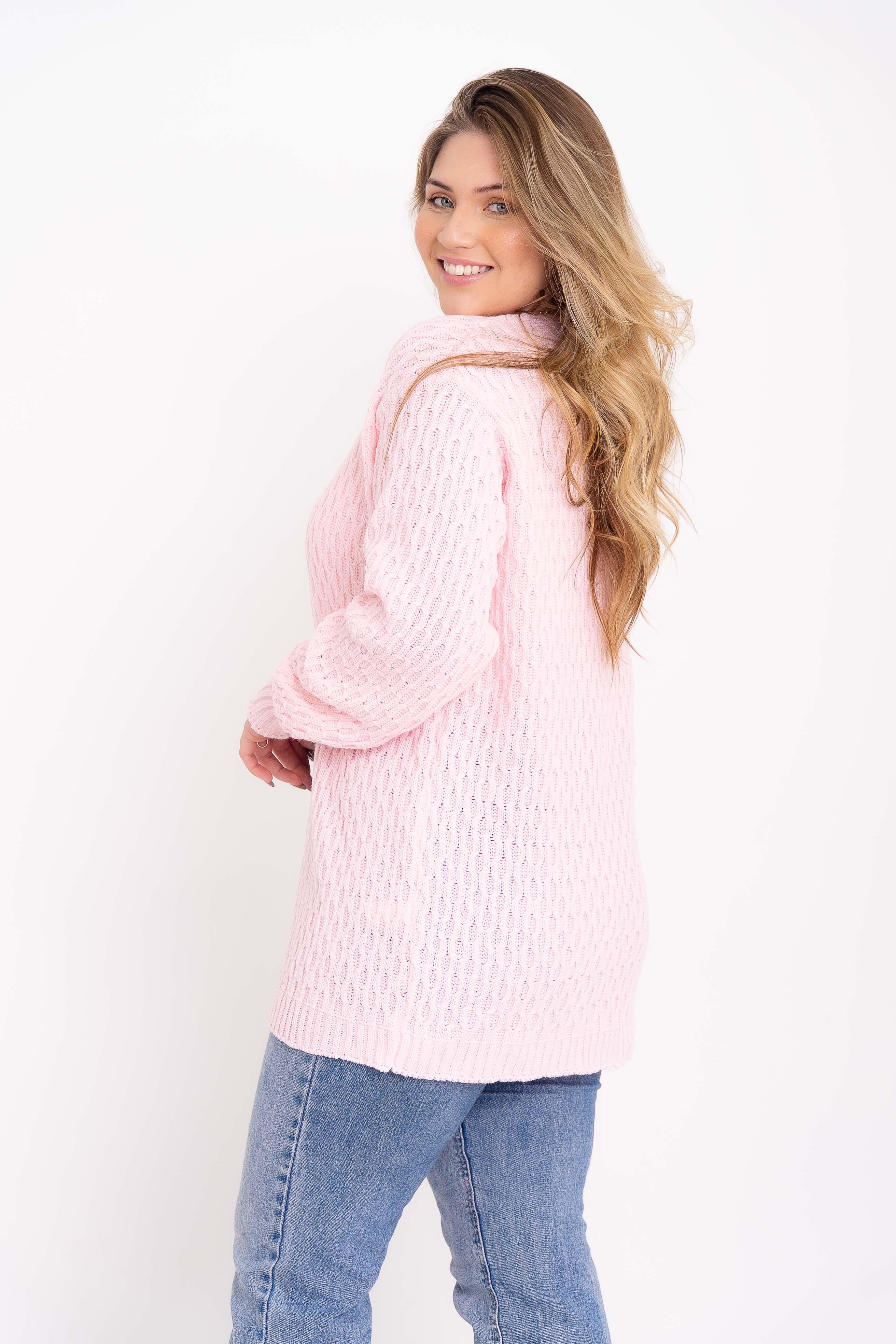 Casaco de Tricot com Ponto Trabalhado