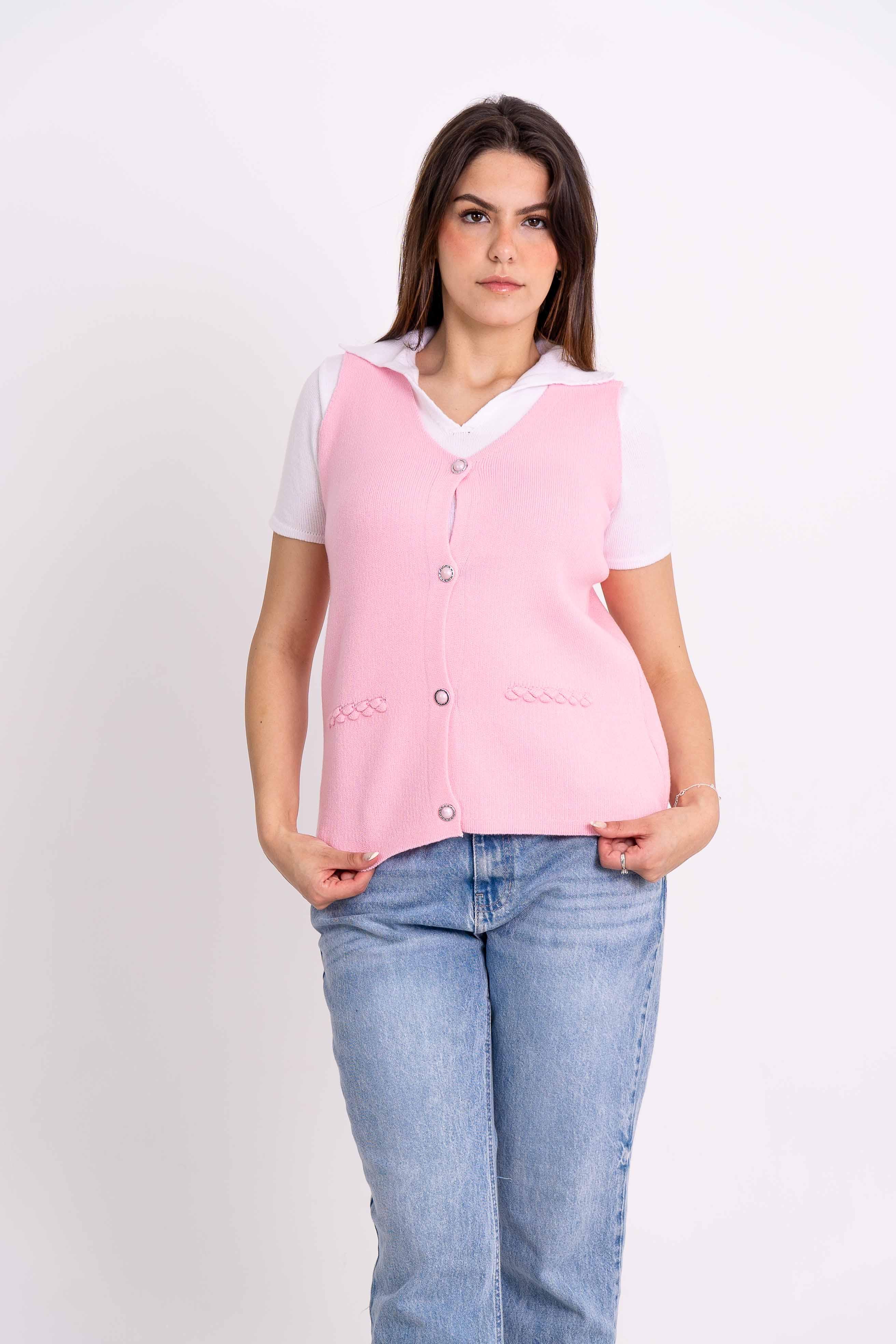 Colete Detalhes Tranças Botões