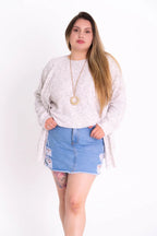 Conjunto Plus Size de Tricot Feminino com Blusa e Cardigan