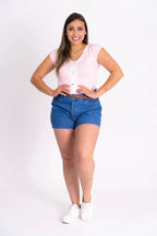 Blusinha Bicolor com Botões