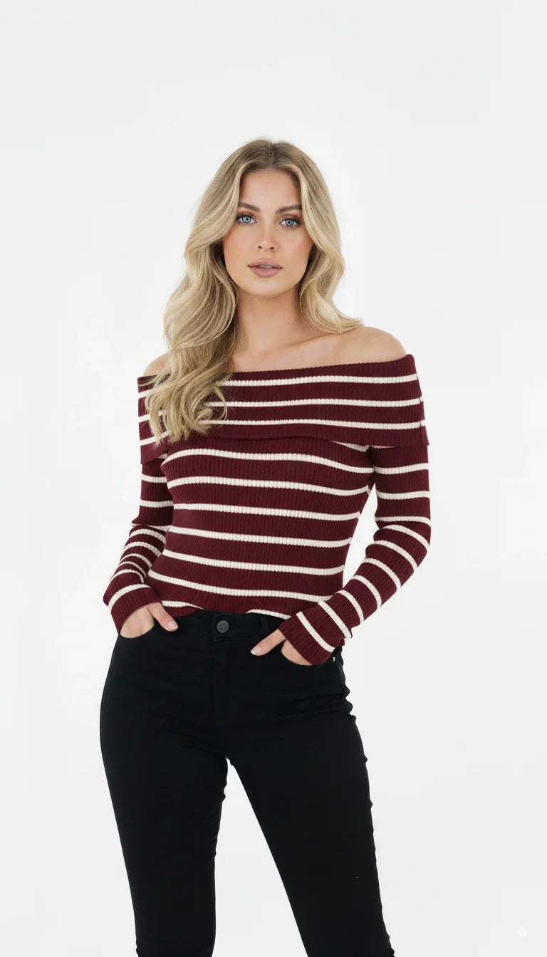 Blusa Ombro a Ombro Listrada