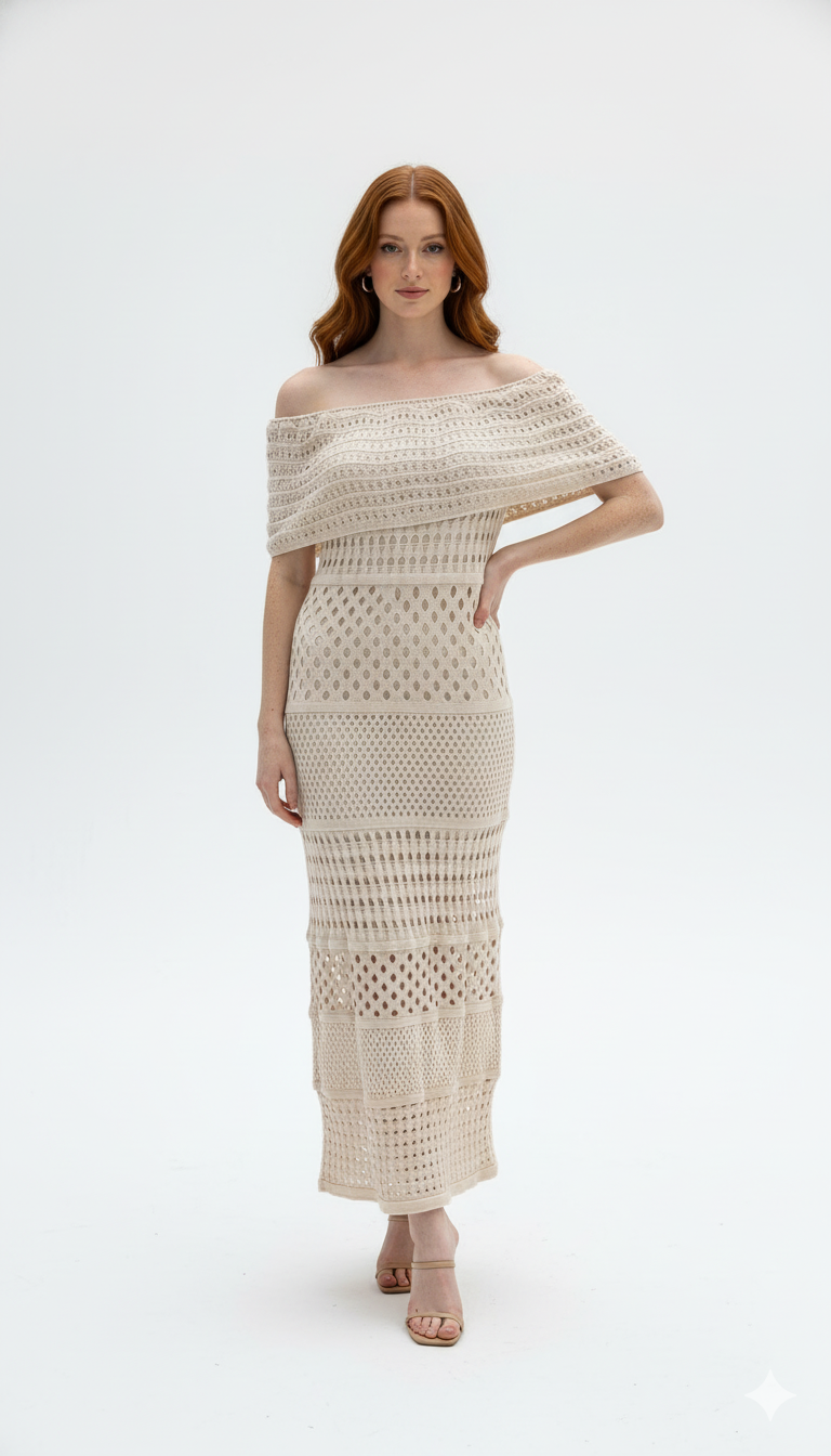 Vestido Ombro a Ombro Rendado