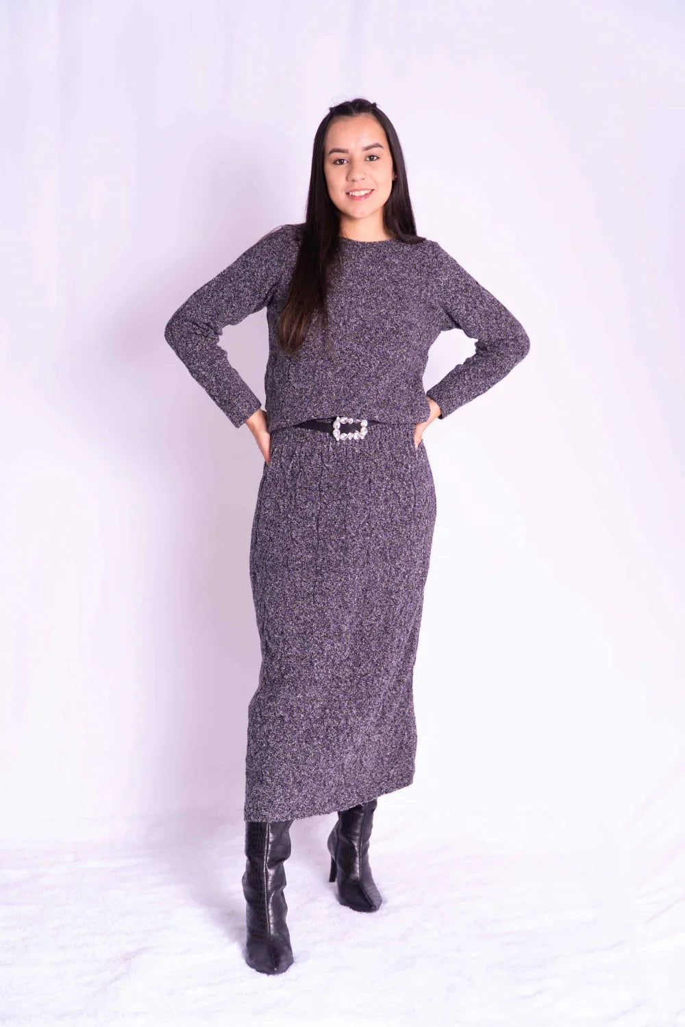 Conjunto Mousse Saia Blusa Trançada