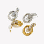 Brincos Duplos de Zircão em Aço Inoxidável