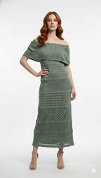 Vestido Ombro a Ombro Rendado