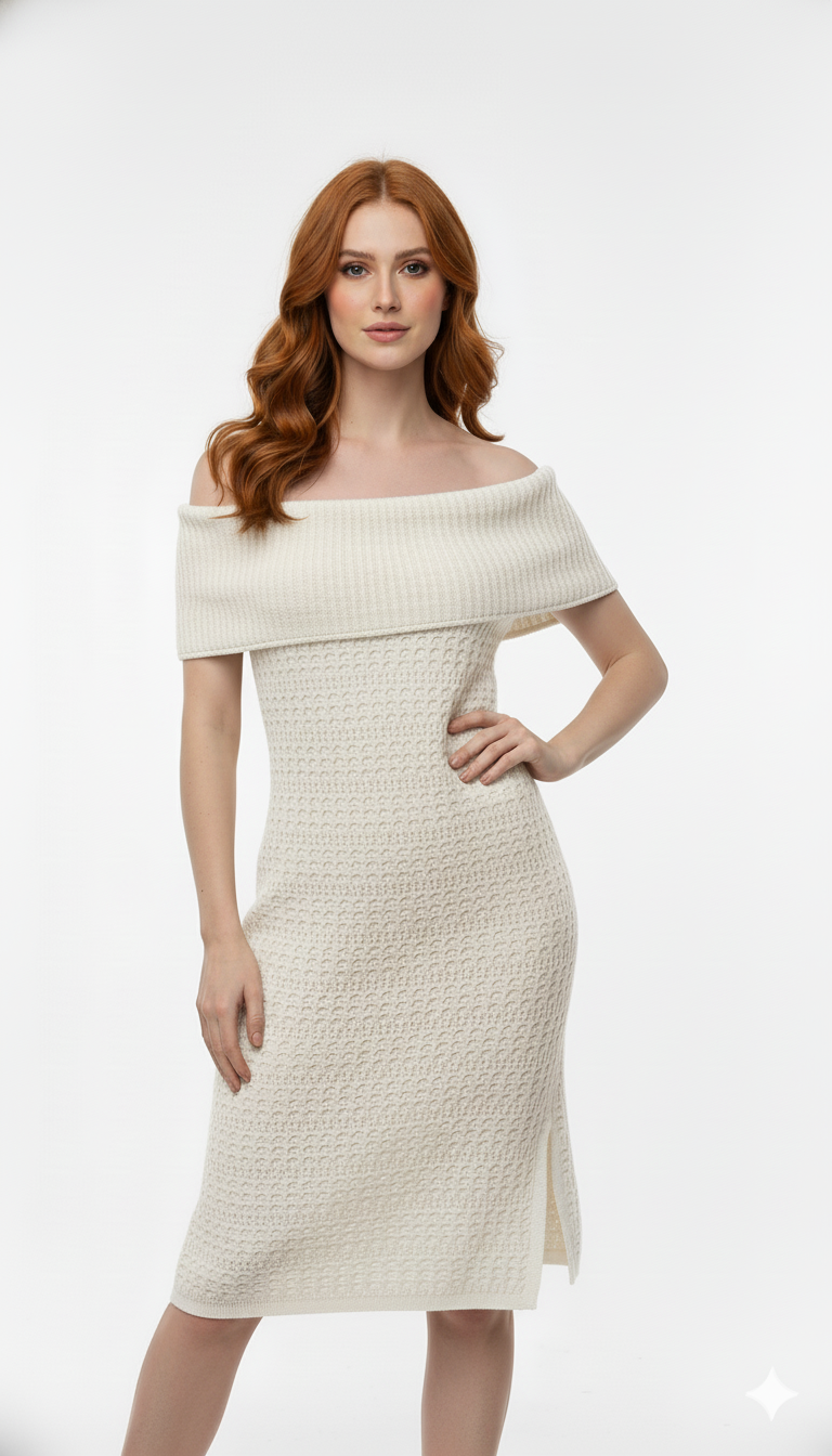 Vestido Ombro a Ombro com fenda