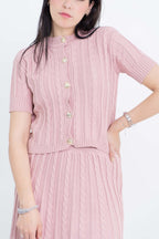 Conjunto Trançado Casaco e Mini Saia