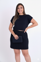 Conjunto Modal Colete e Saia Plissada