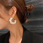 Brincos Geométricos de Couro e Metal - Estilo Europeu