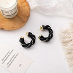 Brincos Geométricos de Couro e Metal - Estilo Europeu