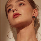 Brincos Geométrico Luxuoso Banhado a Ouro e Prata