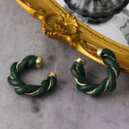 Brincos Geométricos de Couro e Metal - Estilo Europeu