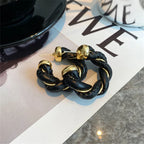 Brincos Geométricos de Couro e Metal - Estilo Europeu