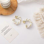 Brincos Geométricos de Couro e Metal - Estilo Europeu