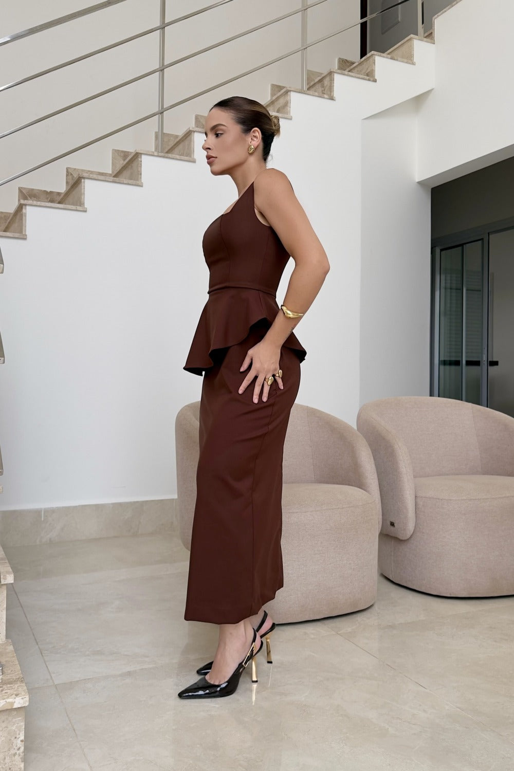 VESTIDO MIDI PEPLUM