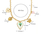 Colar Pingente de Coração e Borboleta em Aço Inoxidável