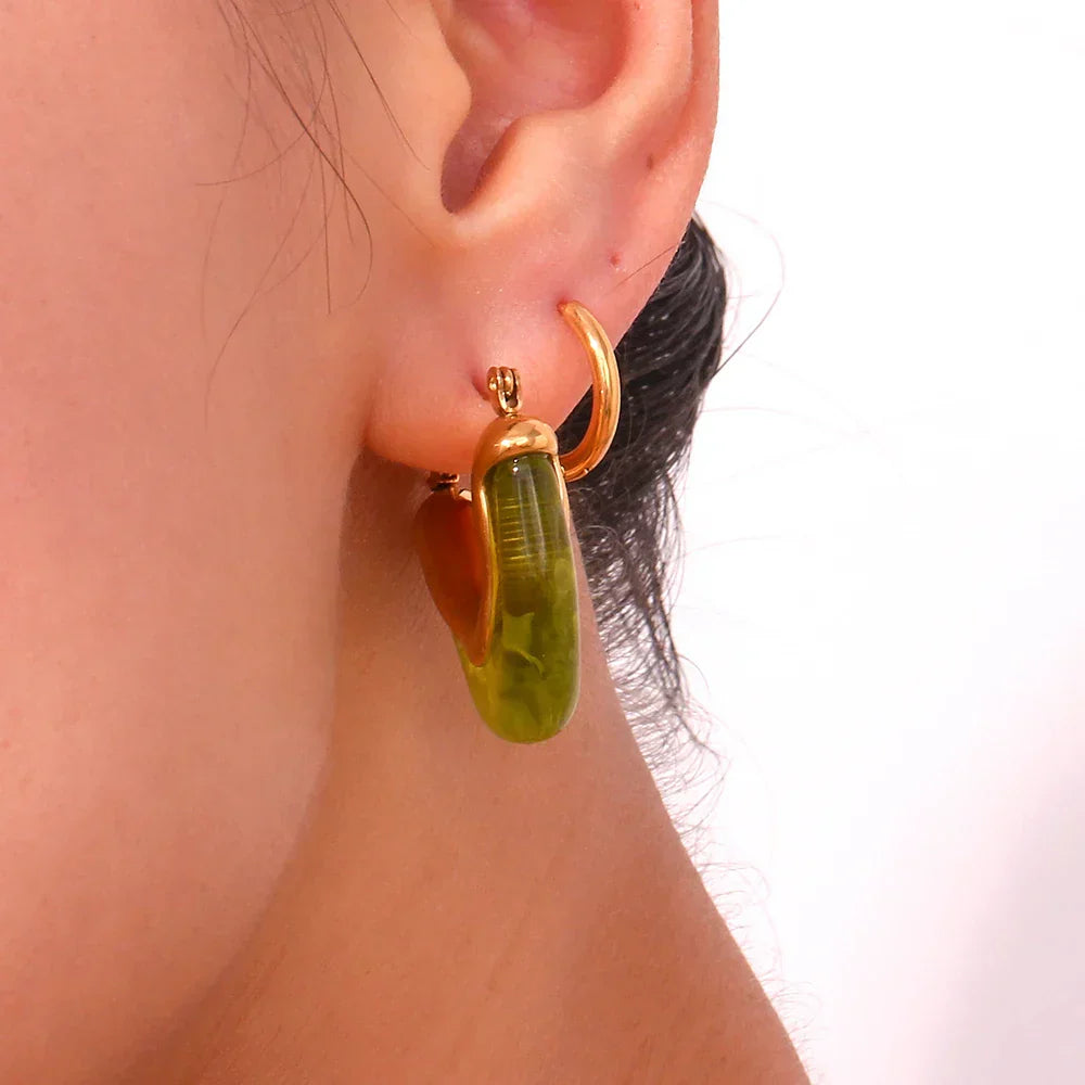 Brincos em Aço inoxidável com Acrílico