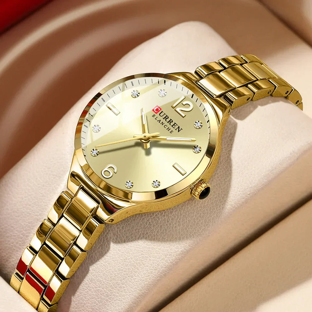 Relógio Luxuoso Curren Feminino em Aço Inoxidável