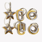 Brincos E.B.belle Dois Tons 18k Ouro Banhado