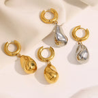 Brinco Argola Luxo com Pingente Duplo Banhado a Ouro 18K