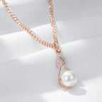 Colar Luxo Geométrico com Pérola e Ouro Rosa 585