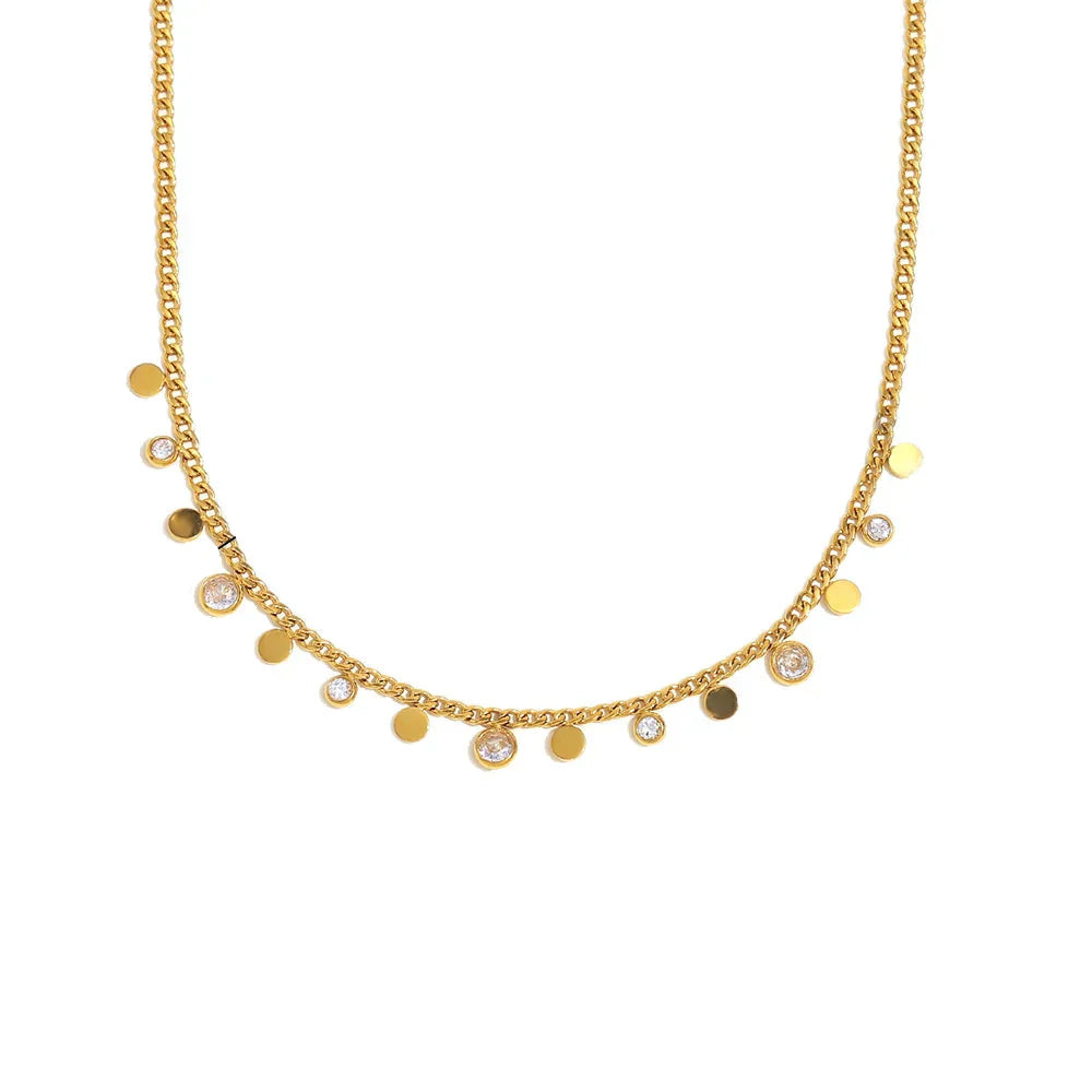 Colar Clássico com Pingente de Zircão em Aço Inoxidável E.B.belle