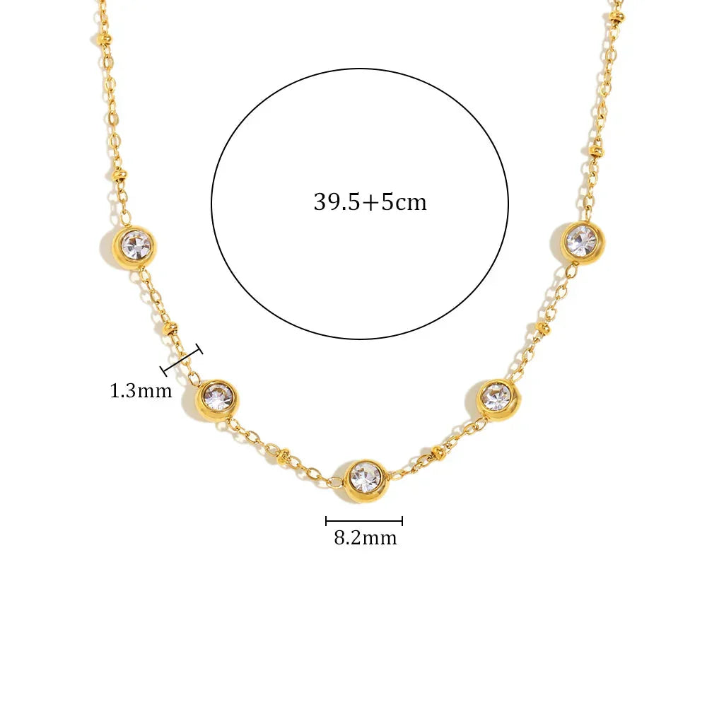 Colar Minimalista de Luxo com Zircão em Aço Inoxidável