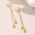 Brincos Estrela de Borla em Aço Inoxidável Banhado a Ouro