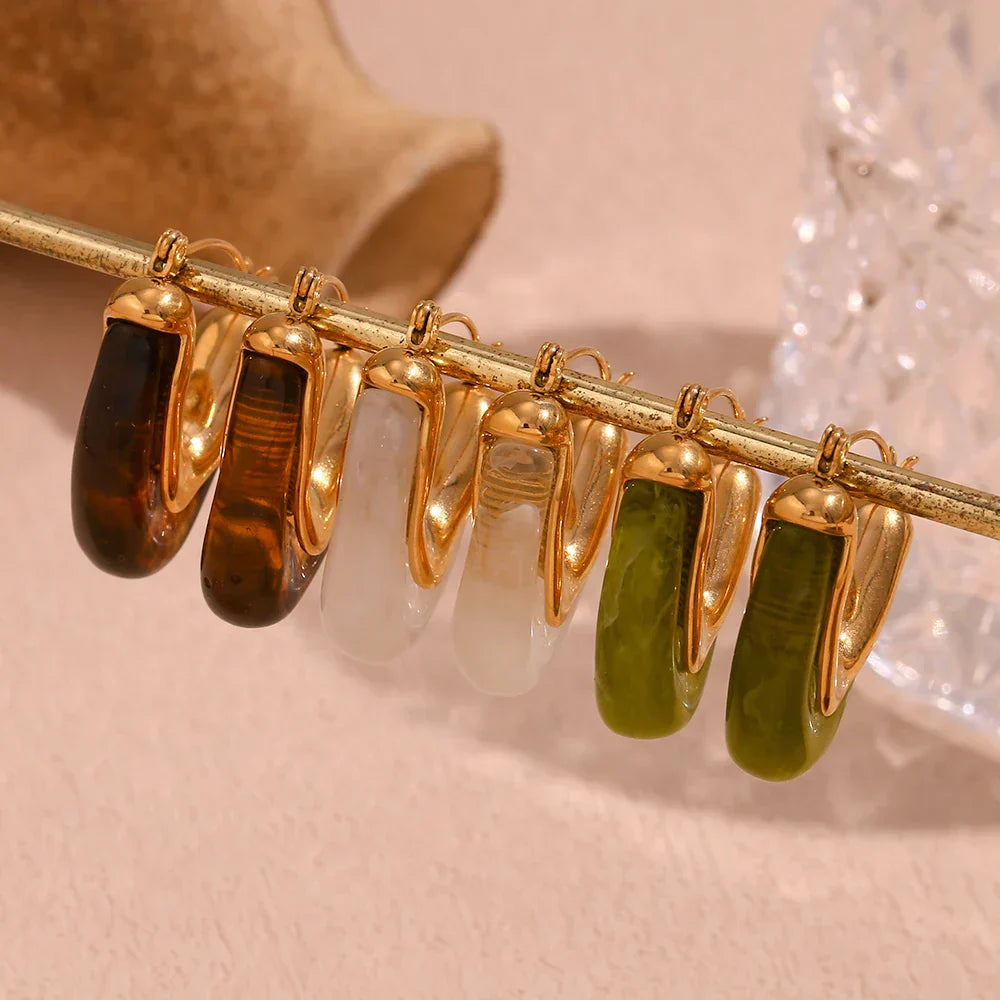 Brincos em Aço inoxidável com Acrílico