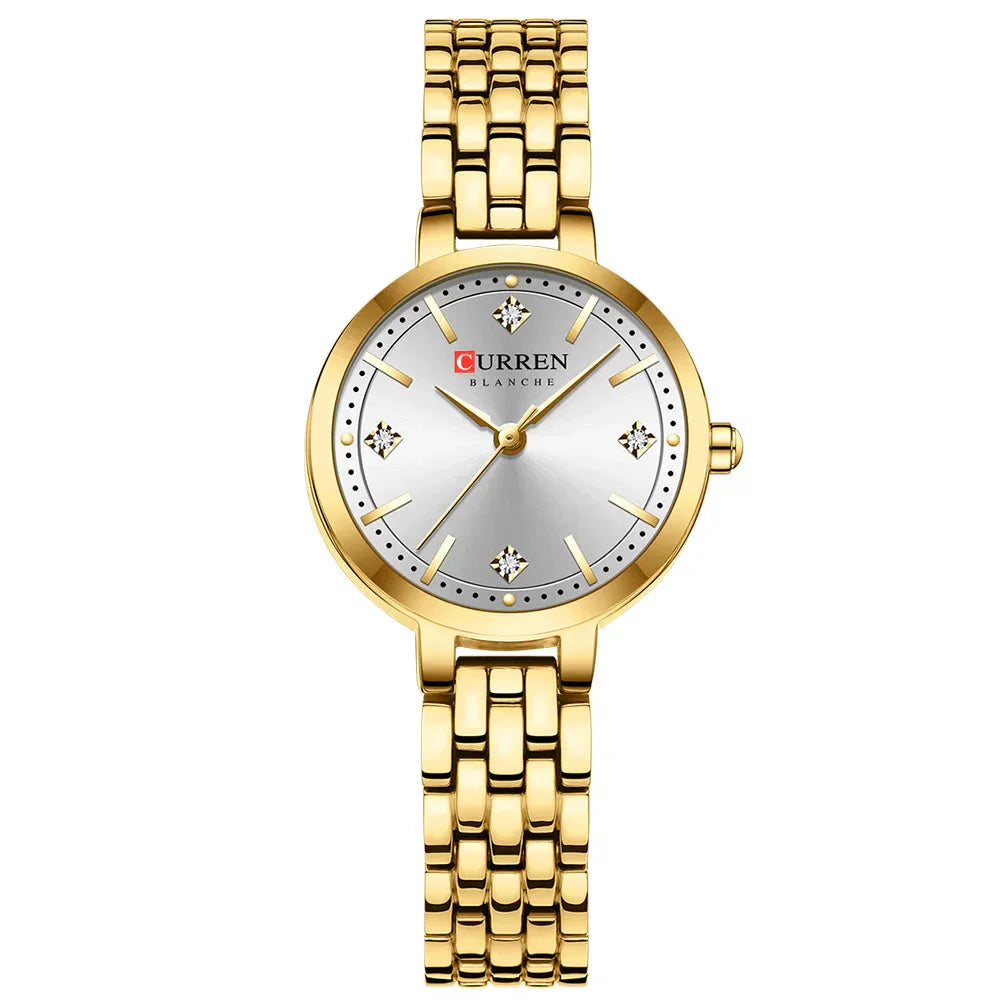 Relógio Feminino Curren Luxo Strass Aço Inoxidável