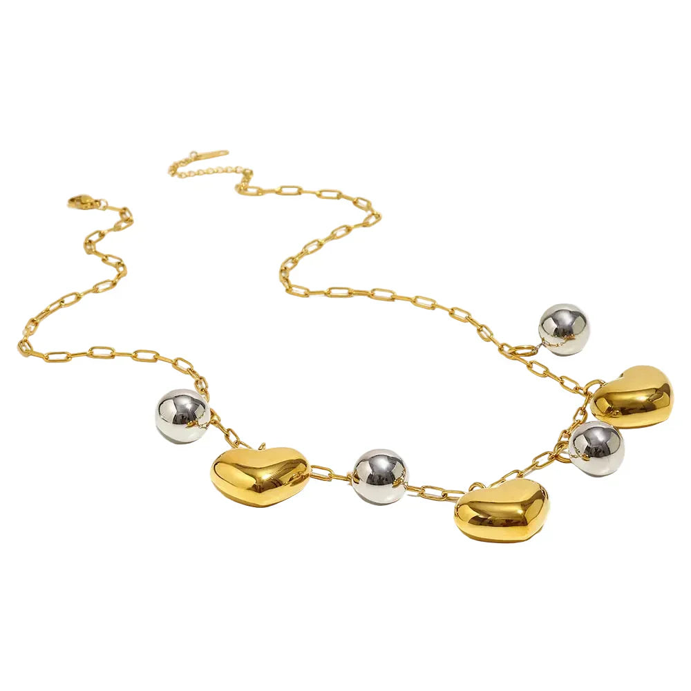 Colar Charme Coração Duplo Banhado a Ouro 18K