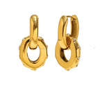 Brincos Oval de Zirconia Banhados a Ouro 18K