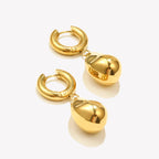 Brinco Argola Luxo com Pingente Duplo Banhado a Ouro 18K