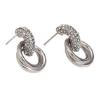 Brincos Duplos de Zircão em Aço Inoxidável