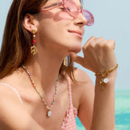 Brincos Elegantes de Coral Vermelho e Pérola