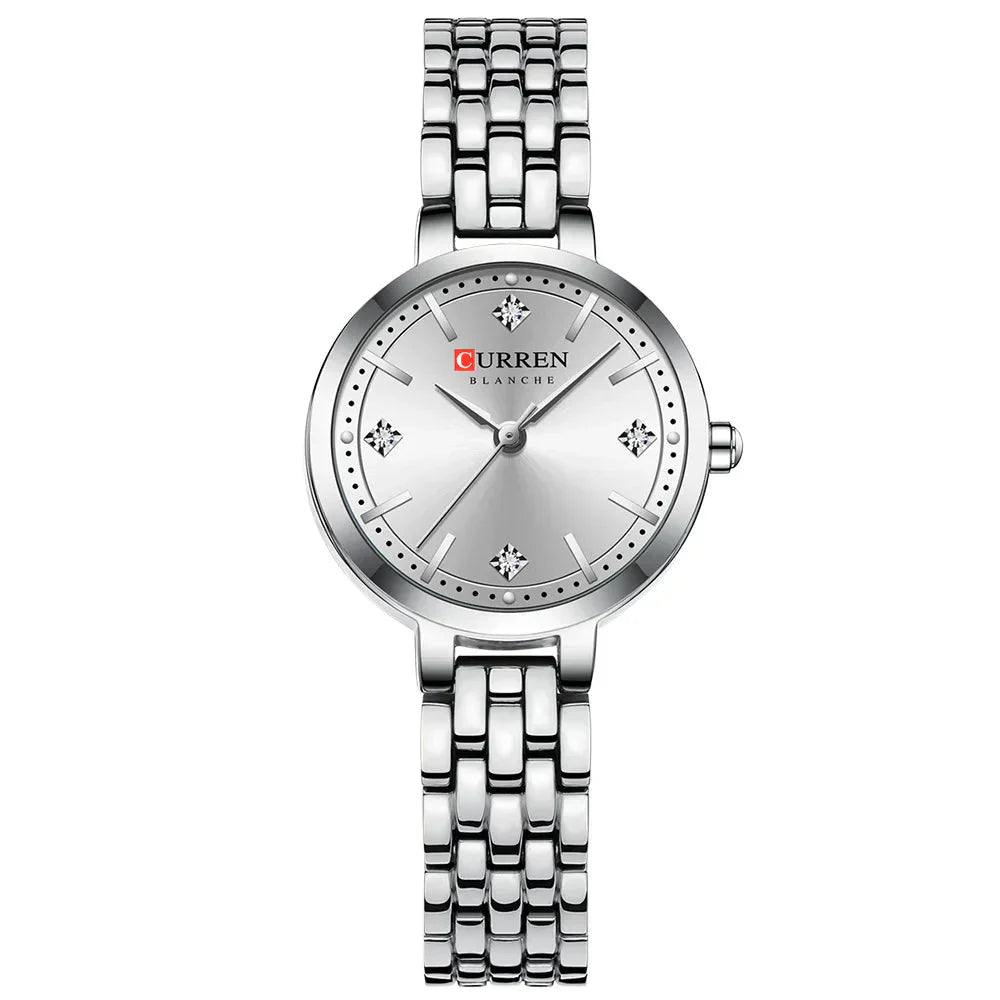 Relógio Feminino Curren Luxo Strass Aço Inoxidável