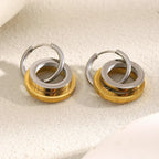 Brincos E.B.belle Dois Tons 18k Ouro Banhado