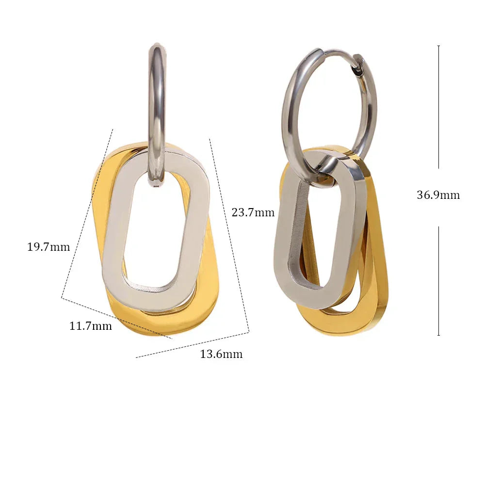 Brincos E.B.belle Dois Tons 18k Ouro Banhado