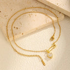 Colar de Pingente Coração Luxuoso com Zircônia e Ouro 18K