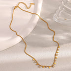 Colar Clássico com Pingente de Zircão em Aço Inoxidável E.B.belle