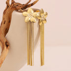 Brincos Florais de Borla Banhados a Ouro 18K