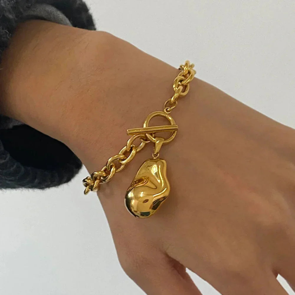 Pulseira Pingente de Aço Inoxidável com Design Exclusivo