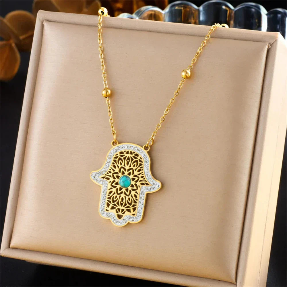 Conjunto de Joias Turquesa em Aço Inoxidável 316L