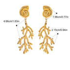 Brincos Elegância Oceânica: Concha e Coral Banhados a Ouro 18K