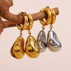 Brinco Argola Luxo com Pingente Duplo Banhado a Ouro 18K