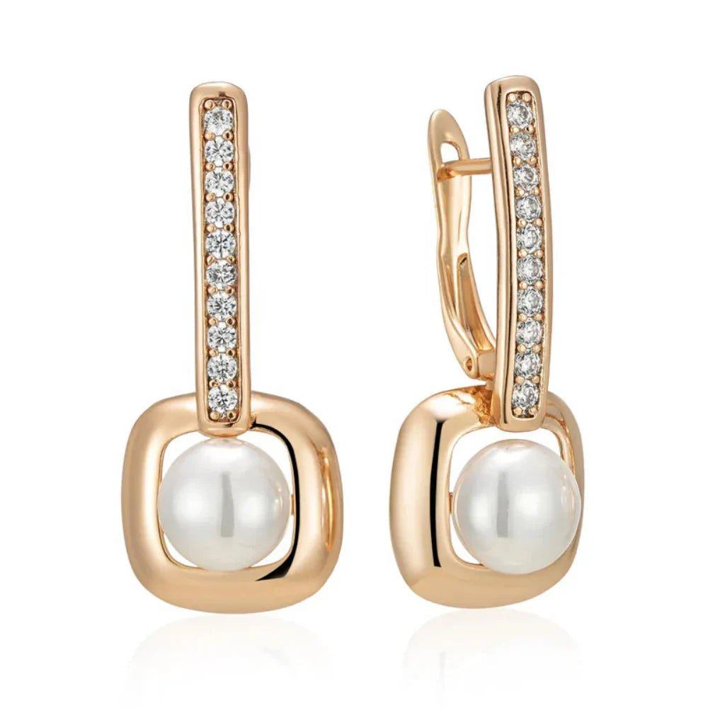 Brincos de Pérolas Vintage em Ouro Rosa 585