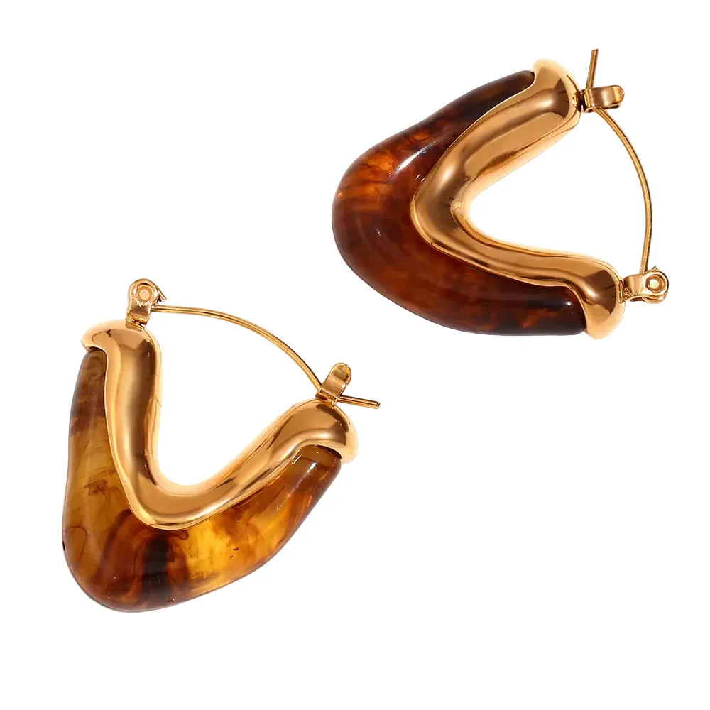 Brincos em Aço inoxidável com Acrílico